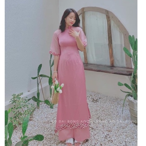 Áo Dài Bách Hoa Xuân , Áo Dài Cách Tân Phối Tay Voon Cách Điệu 3 Màu Cho Các Nàng Lựa