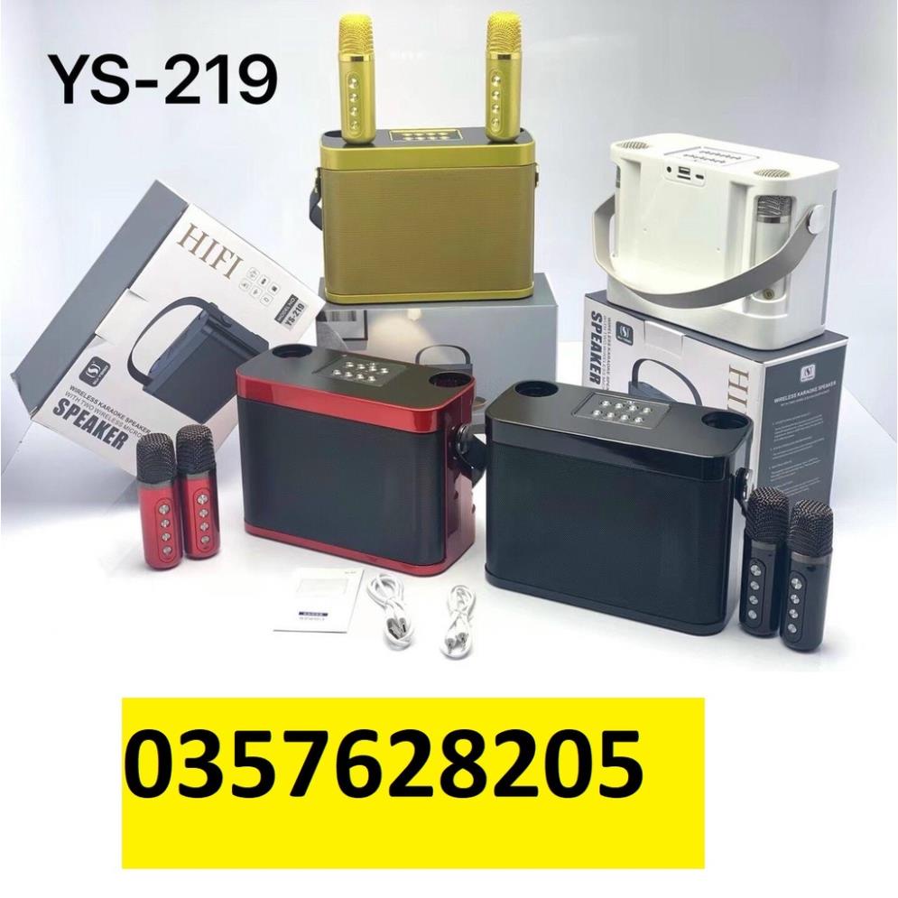 Loa Karaoke YS-219 Có 2 Micro Không Dây Kiêm Bluetooth Thẻ Nhớ TF USB Cổng AUX 3.5 Nhỏ Gọn Âm Thanh Chất Lượng