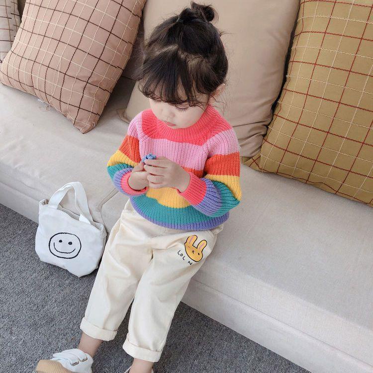 Áo Sweater Màu Cầu Vồng Dễ Thương Thời Trang Cho Bé Gái
