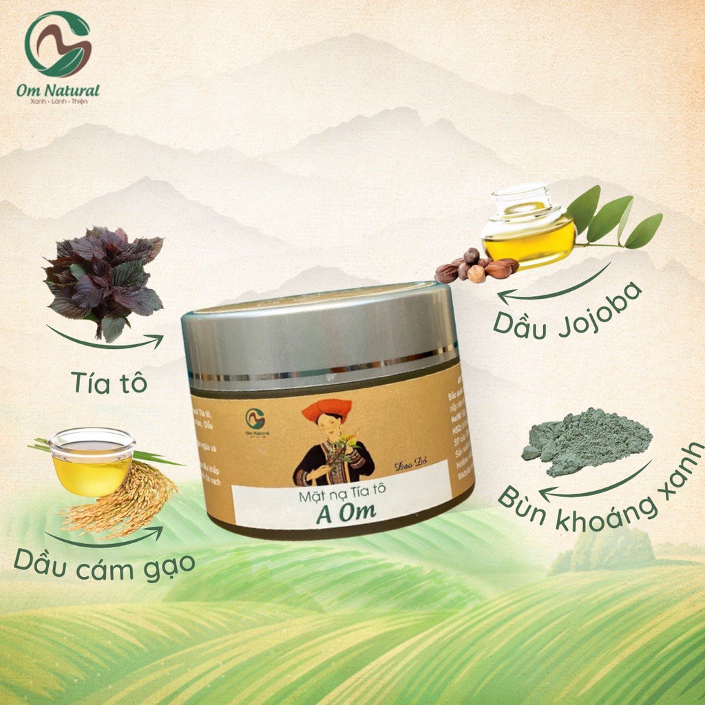 Combo 5 món chăm sóc dưỡng da toàn diện OM Natural chiết xuất Tía tô Sữa rửa mặt+Toner + Serum + Kem dưỡng + Mặt nạ 100g