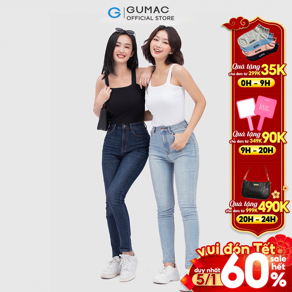 Quần skinny jean nữ lưng cao thời trang GUMAC QJC04045
