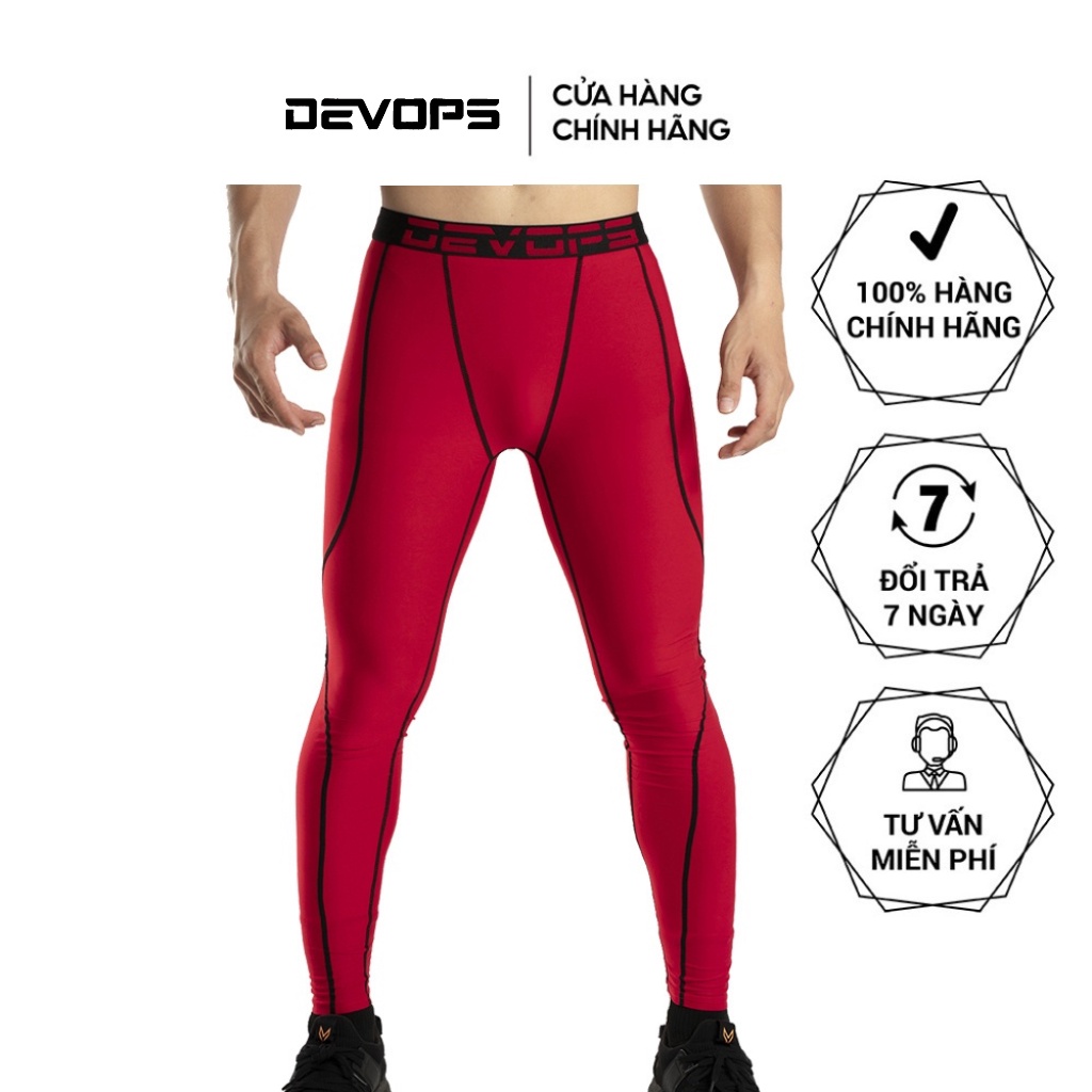 Quần giữ nhiệt nam DEVOPS legging dáng dài lót lông cừu mềm mại co giãn tốt thoải mái đá bóng chạy bộ tập gym DET1023