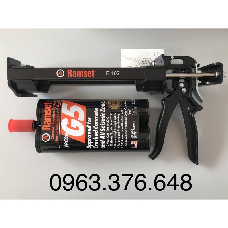 Trọn Bộ Keo Cấy Thép Ramset Epcon G5 Kèm Súng Bơm Keo