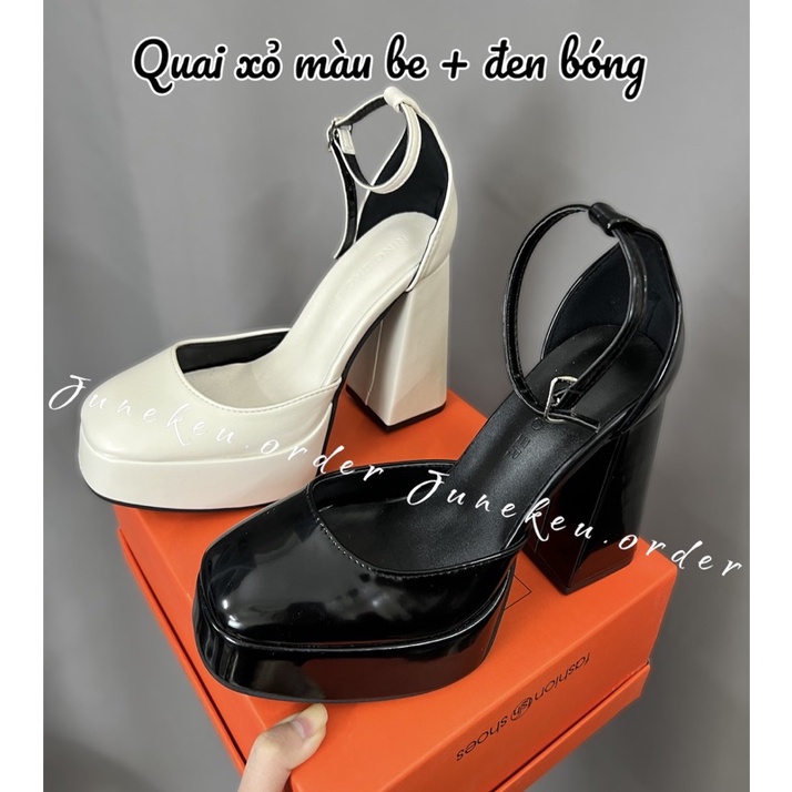 Giày Mary Jane cao gót vuông quai gài tiện lợi đế cao 12cm - mã CG12