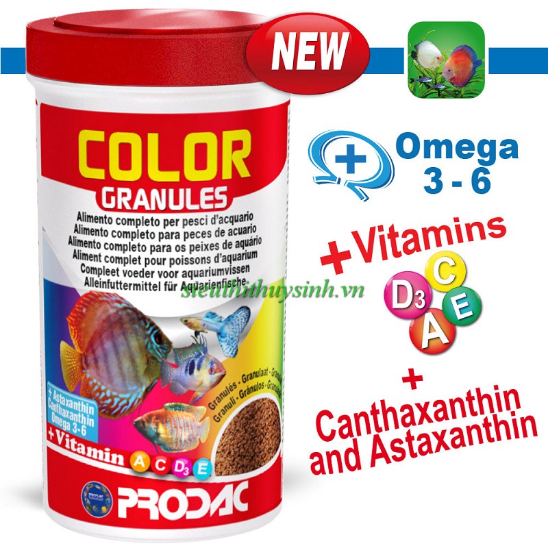 Thức ăn dạng hạt lên màu cho cá cảnh PRODAC COLOR GRANULES 500G