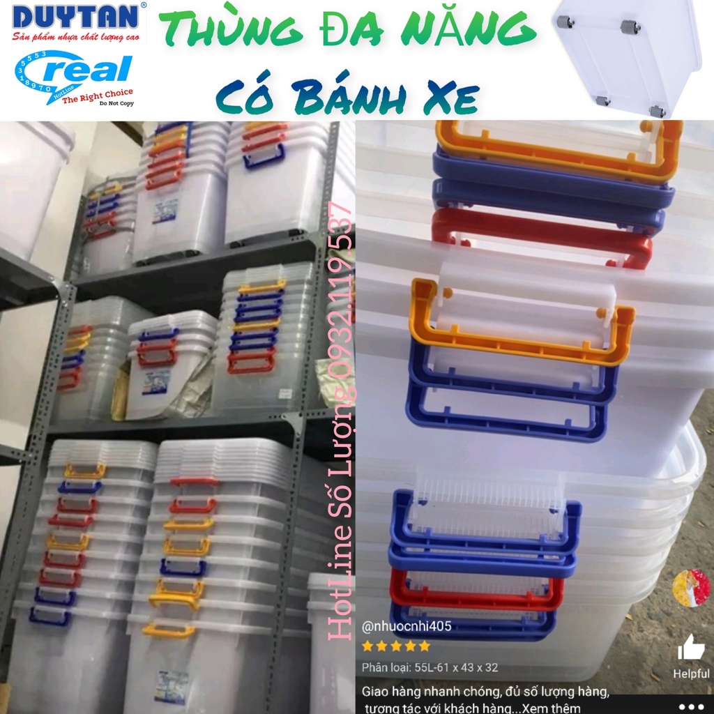 🚀TBA SHOP🚀 Thùng nhựa bánh xe đựng đồ Duy Tân 15/30/55/90/120/140L