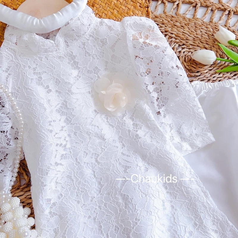 Áo dài trắng cho bé có quần