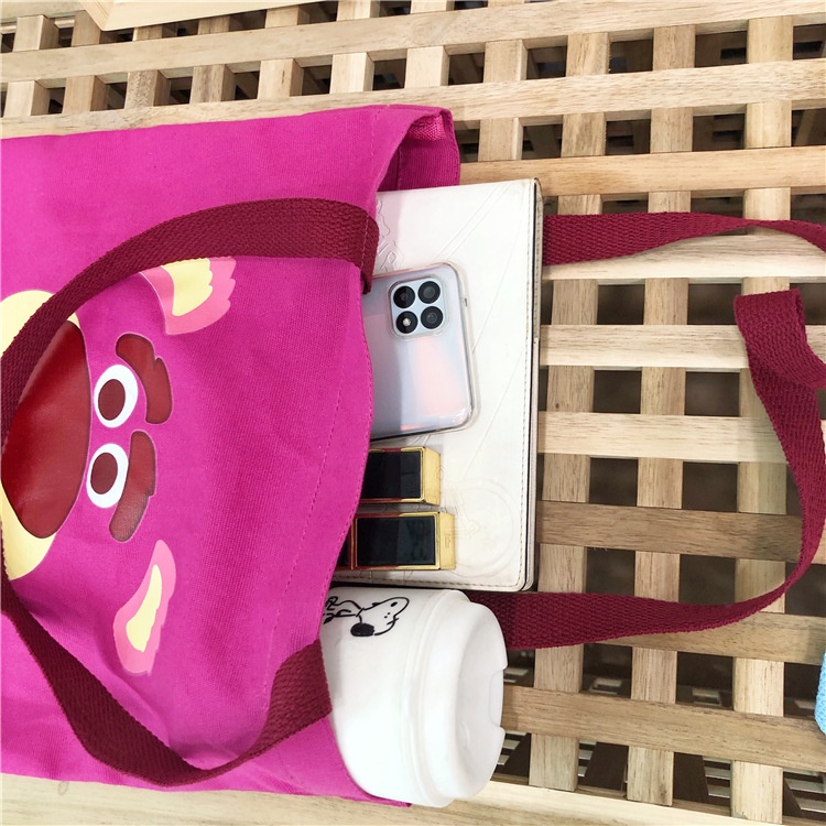 Túi Xách Canvas Cỡ A4 Họa Tiết Hoạt Hình Dễ Thương