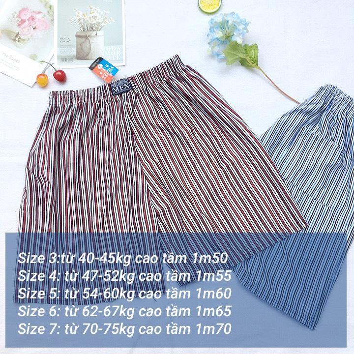 Quần thun sọc tăm quần đùi nam mặc nhà từ 40kg đến 75kg