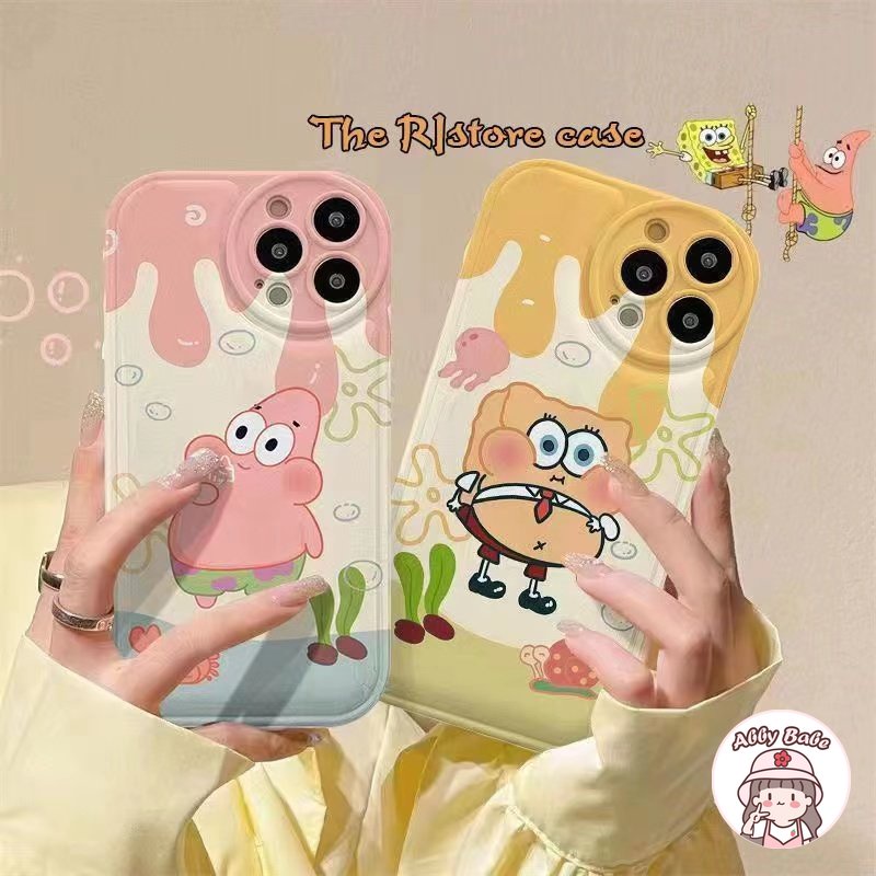 Ốp Điện Thoại TPU Mềm Bo Viền Hình Spongebob Kiểu Hàn Quốc Cho IPhone 14 Pro Max 11 7Plus 13 12 11 Pro Max X XS XR