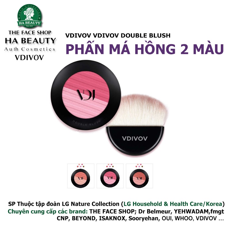 Phấn má hồng 2 màu cao cấp Hàn Quốc VDIVOV DOUBLE BLUSH (Nội địa Hàn Quốc) 3g