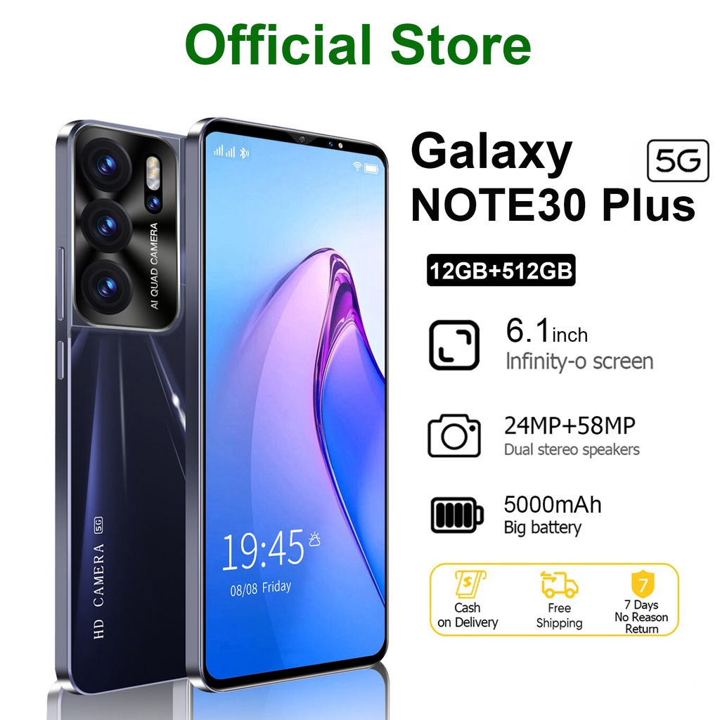 Điện thoại Note30 Puls mới 2022 (12GB/512GB) Hote để bán điện thoại thông minh chơi game 5G COD