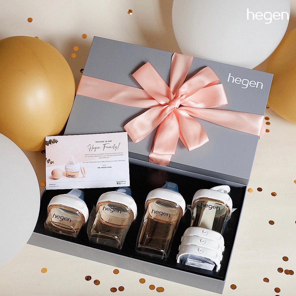 Bộ Set quà tặng Bình sữa / bình trữ/ bình uống nước Hegen Essentials Stater Kit thích hợp làm quà thôi nôi/ đầy tháng