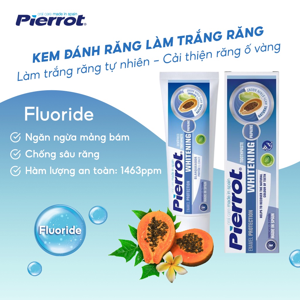 Kem Đánh Răng Làm Trắng Răng PIERROT Chiết Xuất Đu Đủ 75ML