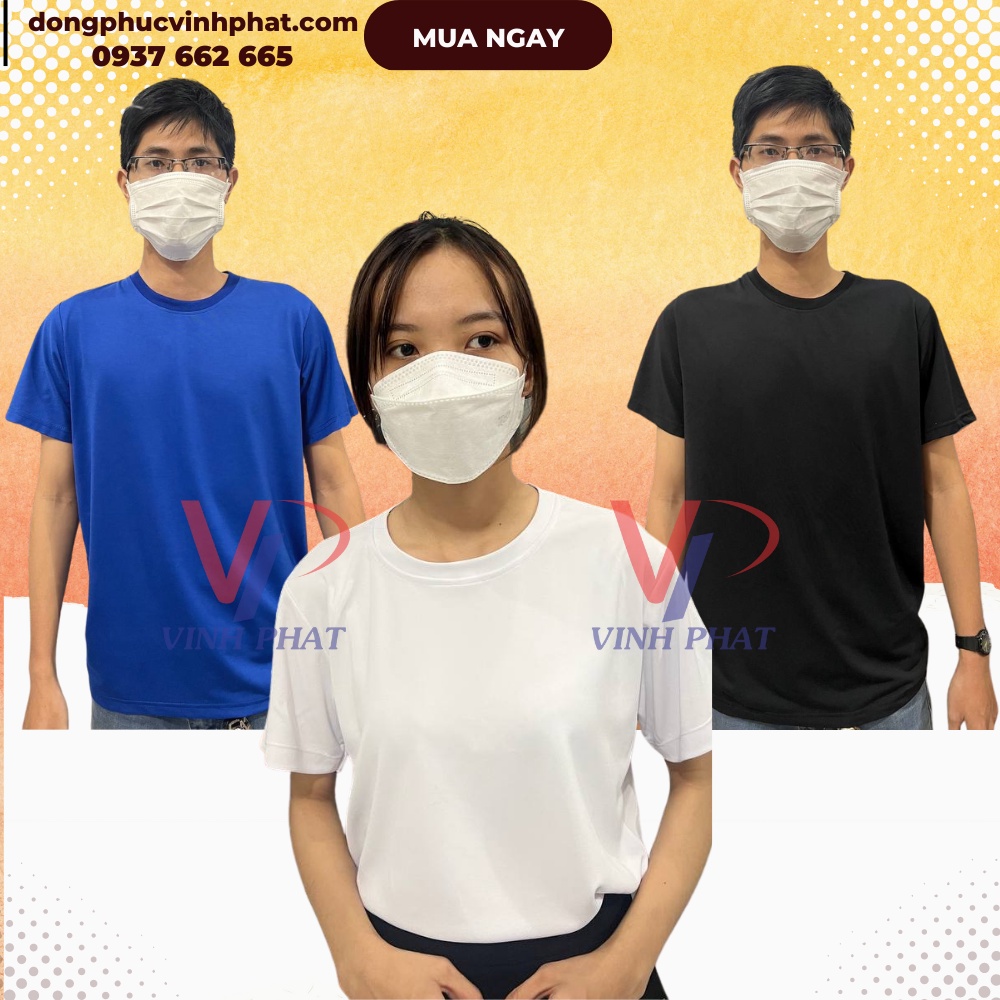 Áo Thun Trơn Nam Nữ Cổ Tròn Tay Ngắn Basic Trẻ Trung Vải Cotton Mịn Co Giãn Thoáng Mát - Hình Thật