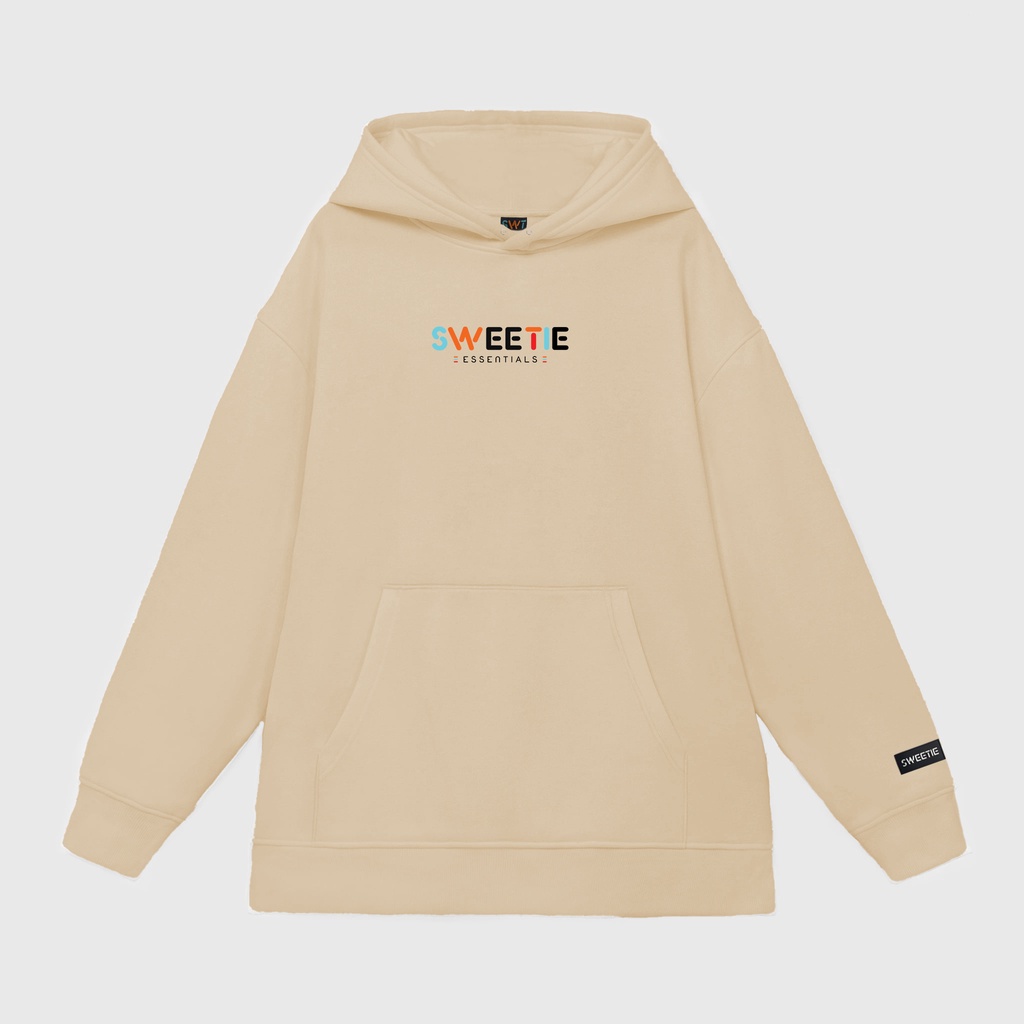 Áo Hoodie SWEETIE LOGO nỉ bông cotton 720g màu Trắng + Đen