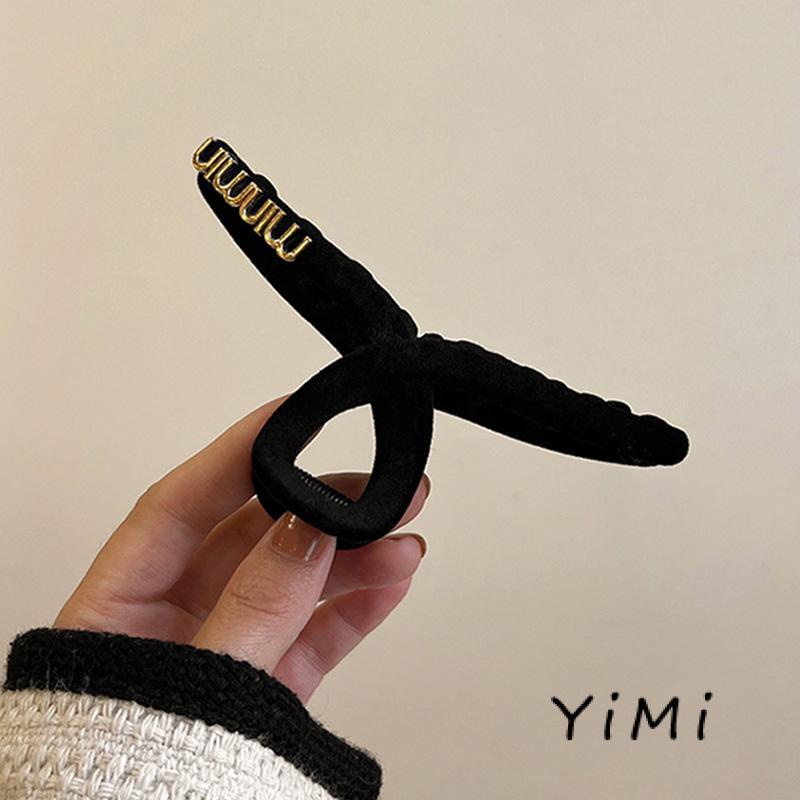 Kẹp Tóc Chữ Lớn Màu Đen Chất Liệu Nhung Thời Trang 2022 Cho Nữ