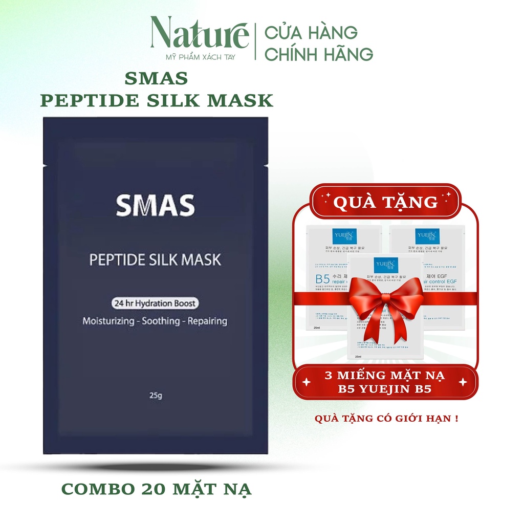 Mặt nạ dưỡng và phục hồi da SMAS Peptide Silk Mask 24H Hydration Boost 25G Nhật Bản dành cho da nhạy cảm, treatment
