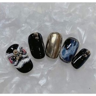 Nailbox TẾT Vẽ nổi con Kỳ Lân, Móng úp thiết kê đo theo size tay khách