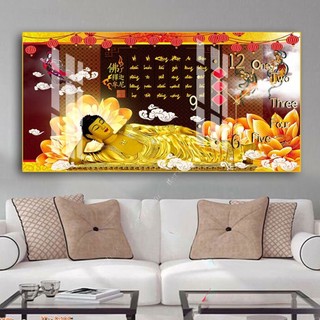 Tranh đồng hồ phật giáo tuyệt đẹp giá rẻ - tranh tráng gương đồng hồ giá rẻ