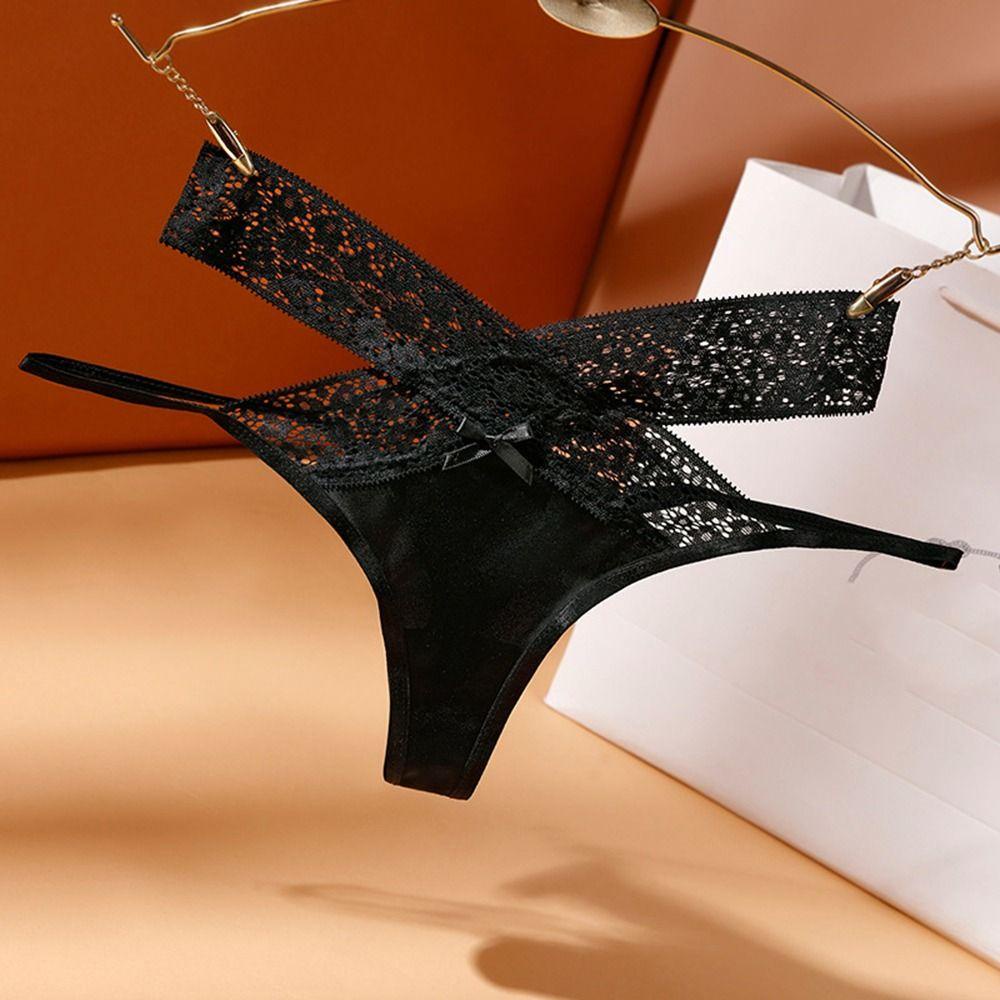 Quần Lót Lụa Màu Trơn Không Đường May Dây Chéo Đính Nơ Thời Trang Cho Nữ