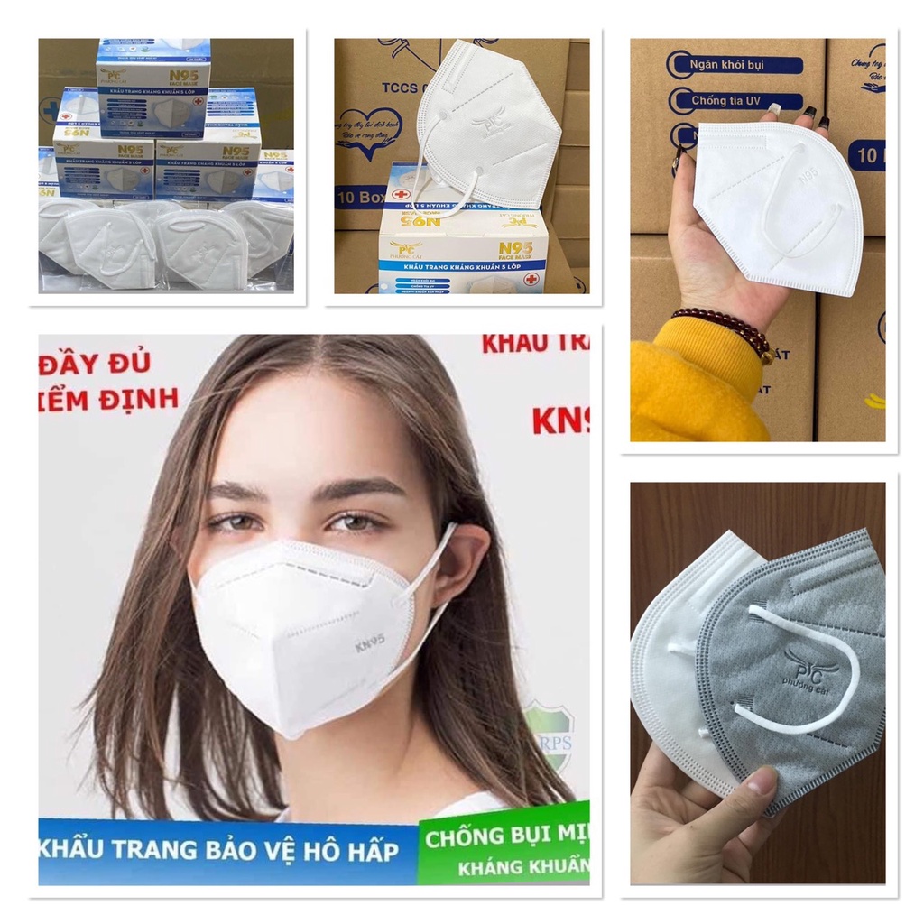 Khẩu trang kháng khuẩn N95 5 lớp Phượng Cát [không van 20c/ hộp]