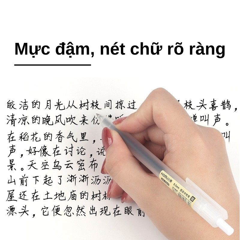 Bút bi bấm Heytabox mực gel màu đen đỏ xanh ngòi 0.5mm viết trơn ra mực đều dụng cụ văn phòng phẩm B18 RB11