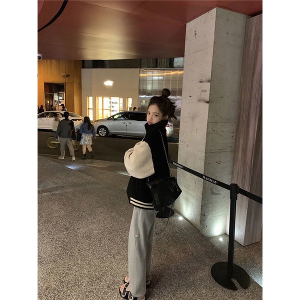 [Hàng Có Sẵn] Áo Khoác Bóng Chày Lông Cừu Thời Trang Hàn Quốc