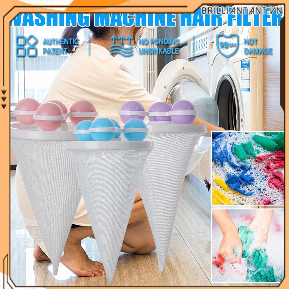 Bóng Giặt Sạch Quần Áo Máy Giặt Phòng Tắm Túi Lọc Lưới Tẩy Lông Có Bóng Bri