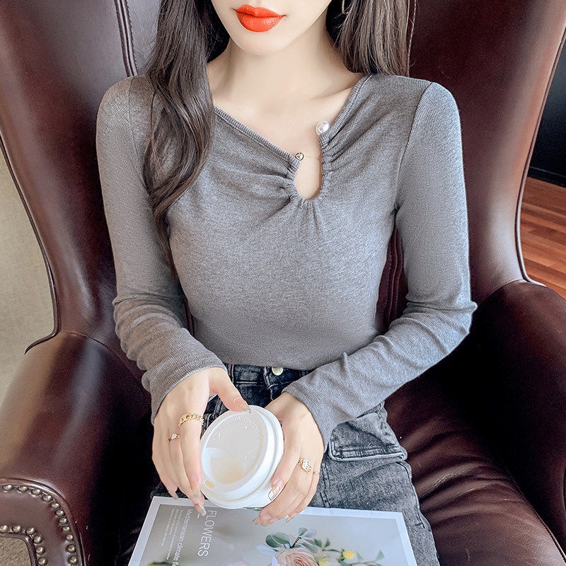 Áo Thun Tay Dài Dáng Ôm Thiết Kế Mới Năng Động Thời Trang