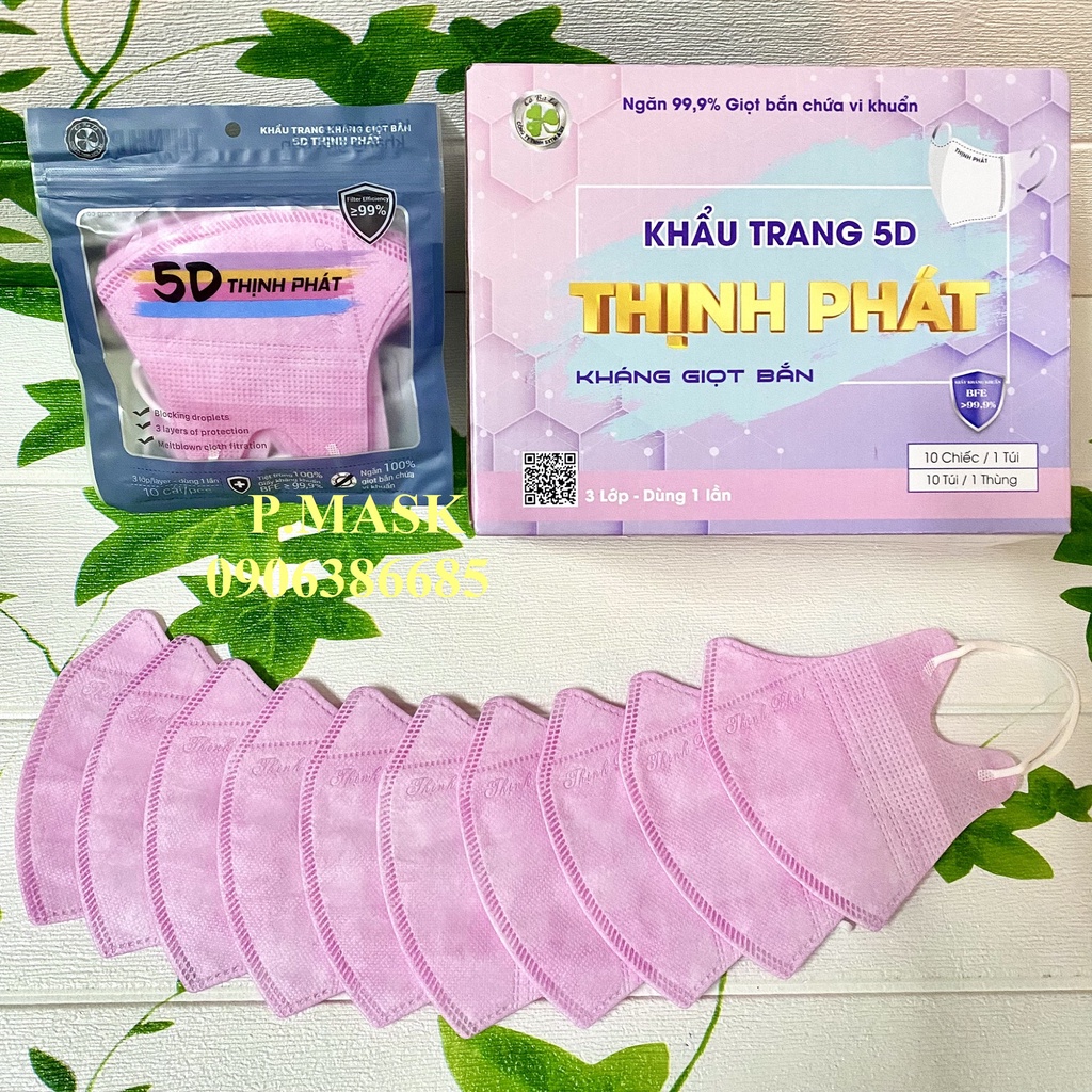 10 TÚI khẩu trang 5D THỊNH PHÁT 3 lớp kháng khuẩn
