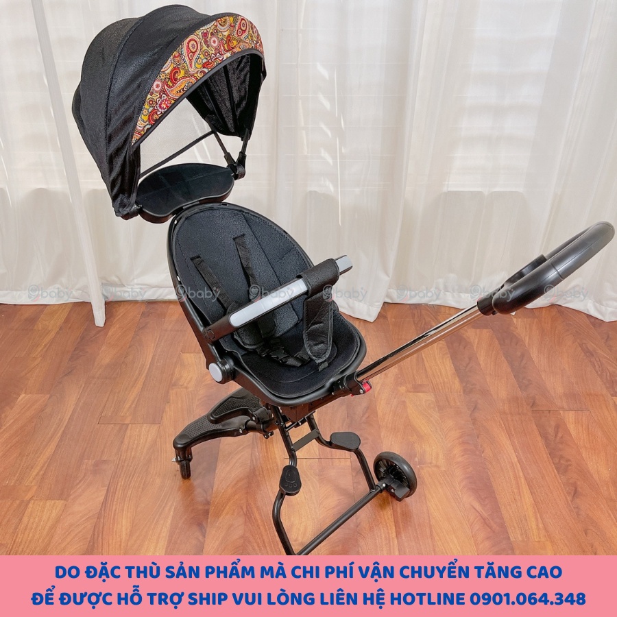 [XẢ KHO - HÀNG MỚI] Xe đẩy trẻ em gấp gọn, thông hơi thoáng khí M8 màu đen