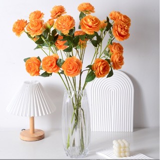 Hoa giả - Hoa hồng mẫu đơn cao cấp cành 2 bông to 8cm 1 nụ -Trang trí sự kiện, tiệc cưới, nội thất, phụ kiện chụp ảnh