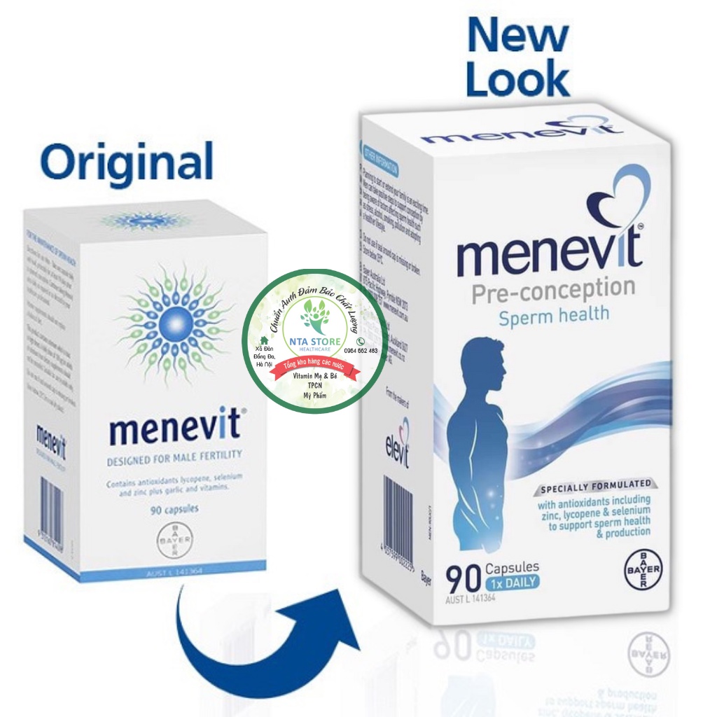 Viên Uống Menevit- Viamin Cho Nam Giới 30/90 Viên Của Úc,  Tăng Chất Lượng, Số Lượng Tinh Trùng