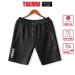 Quần short nam chất thun logo dập nổi thể thao, khóa chống nước cao cấp TA-QS003