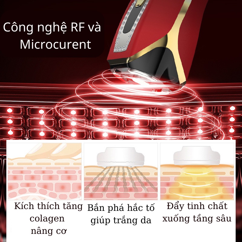 Máy Massage Mặt 6 Chức Năng Máy Đẩy Tinh Chất Nâng Cơ Trẻ Hóa Trắng Da Giảm Nếp Nhăn Giảm Mụn