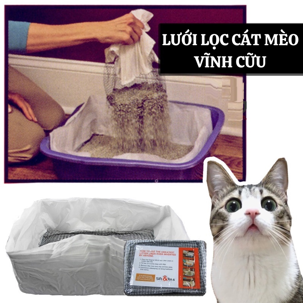 Lưới lọc cát mèo vĩnh cửu có thể chà rửa vệ sinh 47*36*17cm