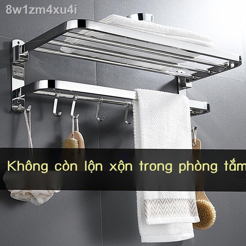 ❈ Đục Lỗ Giá Treo Khăn Tắm Thép Không Gỉ 304 Hộ Gia Đình Nhà Tắm Giá Treo Khăn Mặt Dây Chuyền Cao Cấp Nhà Bếp Mới