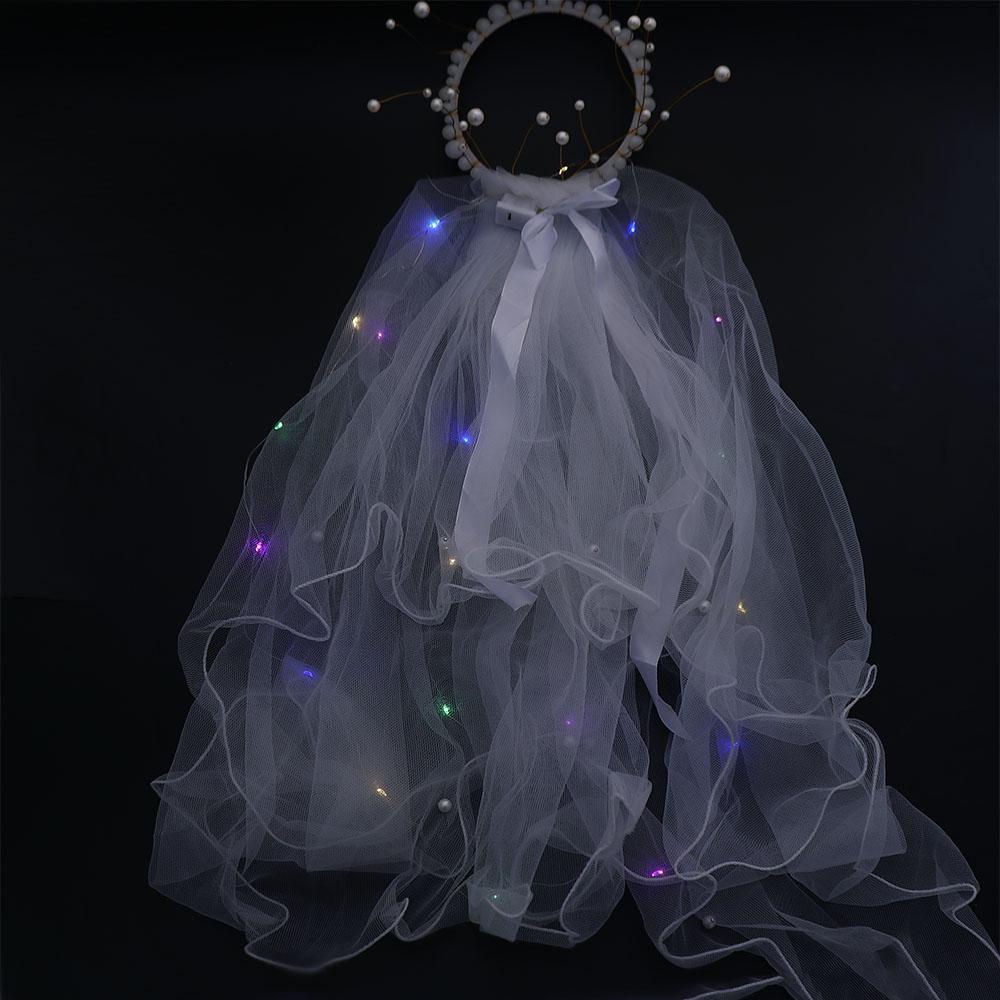 Mạng Che Mặt Cô Dâu Đính Nơ Lưới Có Đèn LED Kiểu Hàn Quốc