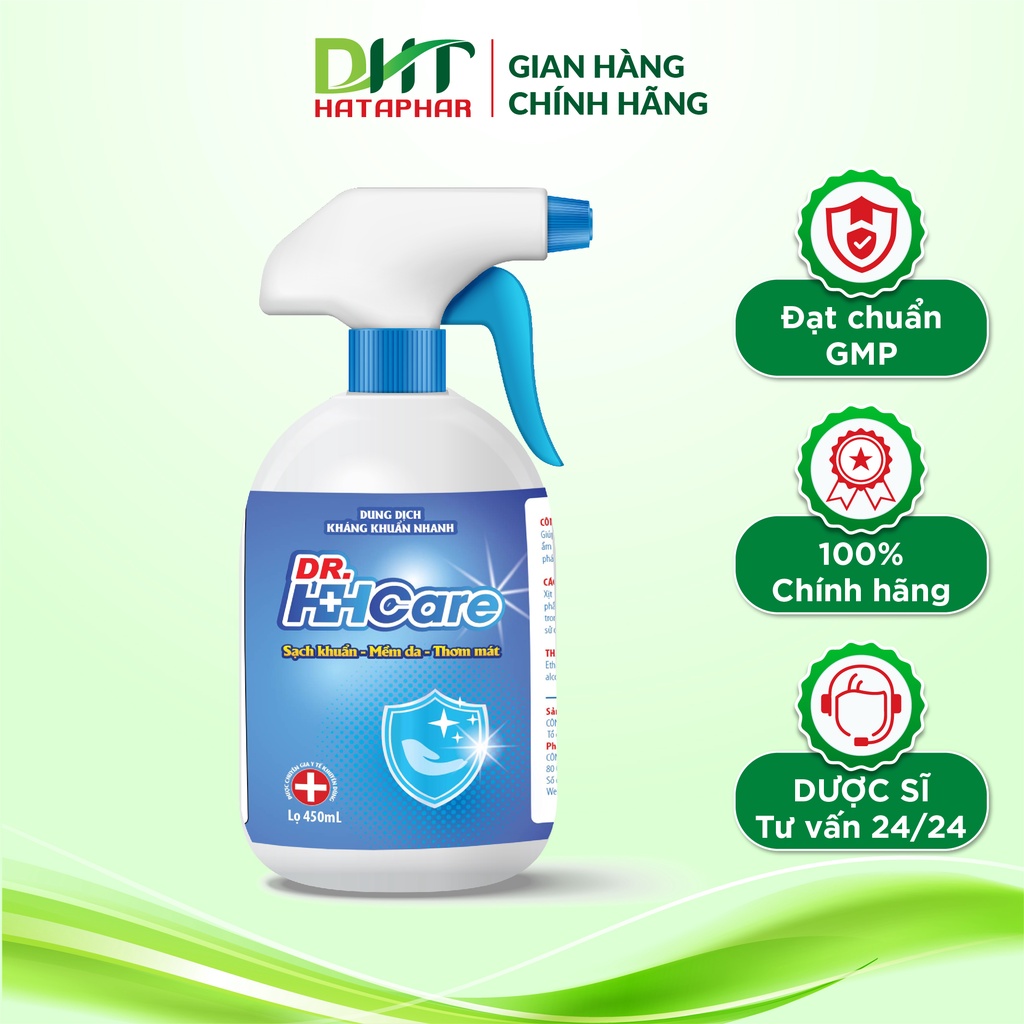 Gel rửa tay khô Dr.Gel DHT HATAPHAR kháng khuẩn nhanh, tiện lợi, không gây khô da - Chai 65ml, 100ml, 275ml, 450ml