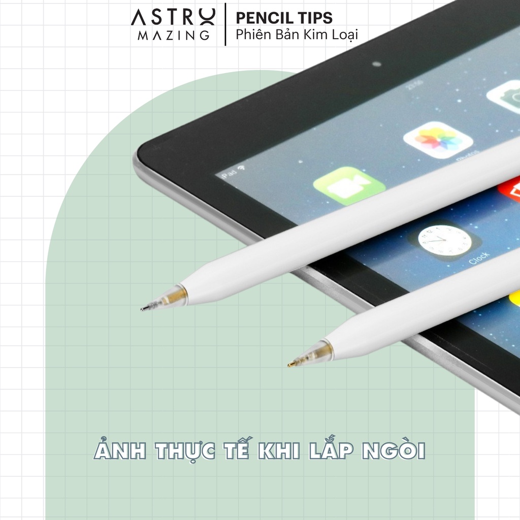 [Ngòi kim loại] Ngòi AstroMazing thay thế cho Apple Pencil 1 2 kim loại cao cấp chuyên dùng cho paperlike chống mòn ngòi