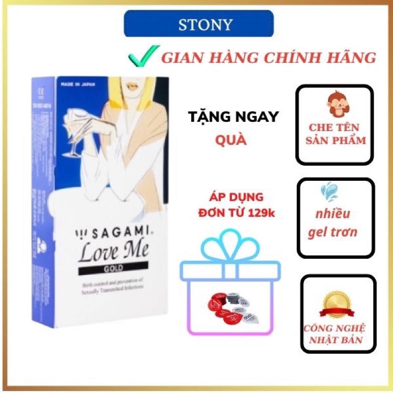 Bao cao su Sagami Love Me Gold siêu mỏng ,kiểu truyền thống Nhật Bản hộp 10 chiếc