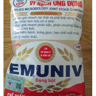 EMUNIV dạng bột (gói 200gram) Chế Phẩm Emuniv Xử Lý Rác Thải Hữu Cơ 891