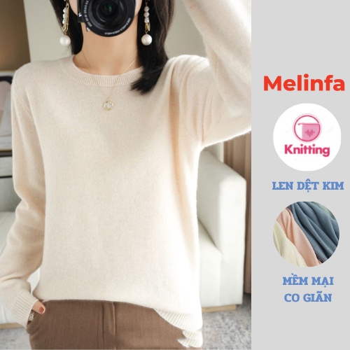 Áo len nữ cổ tròn dài tay dáng thụng bo gấu chất len mềm mịn co giãn thời trang Hàn Quốc mặc mùa thu đông mã VAA0259
