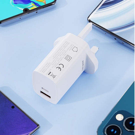 Củ sạc nhanh iPhone Rockspace T51 2 cổng USB-TypeC sạc nhanh 30w sạc ổn định hàng chính hãng bảo hành 12 tháng