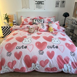 Ga Trải Giường 5 Món (Hình Thật) Chần Bông Thỏ Tím Cotton Cute M2*2M-M4*2M- M6*2M-M8*2M