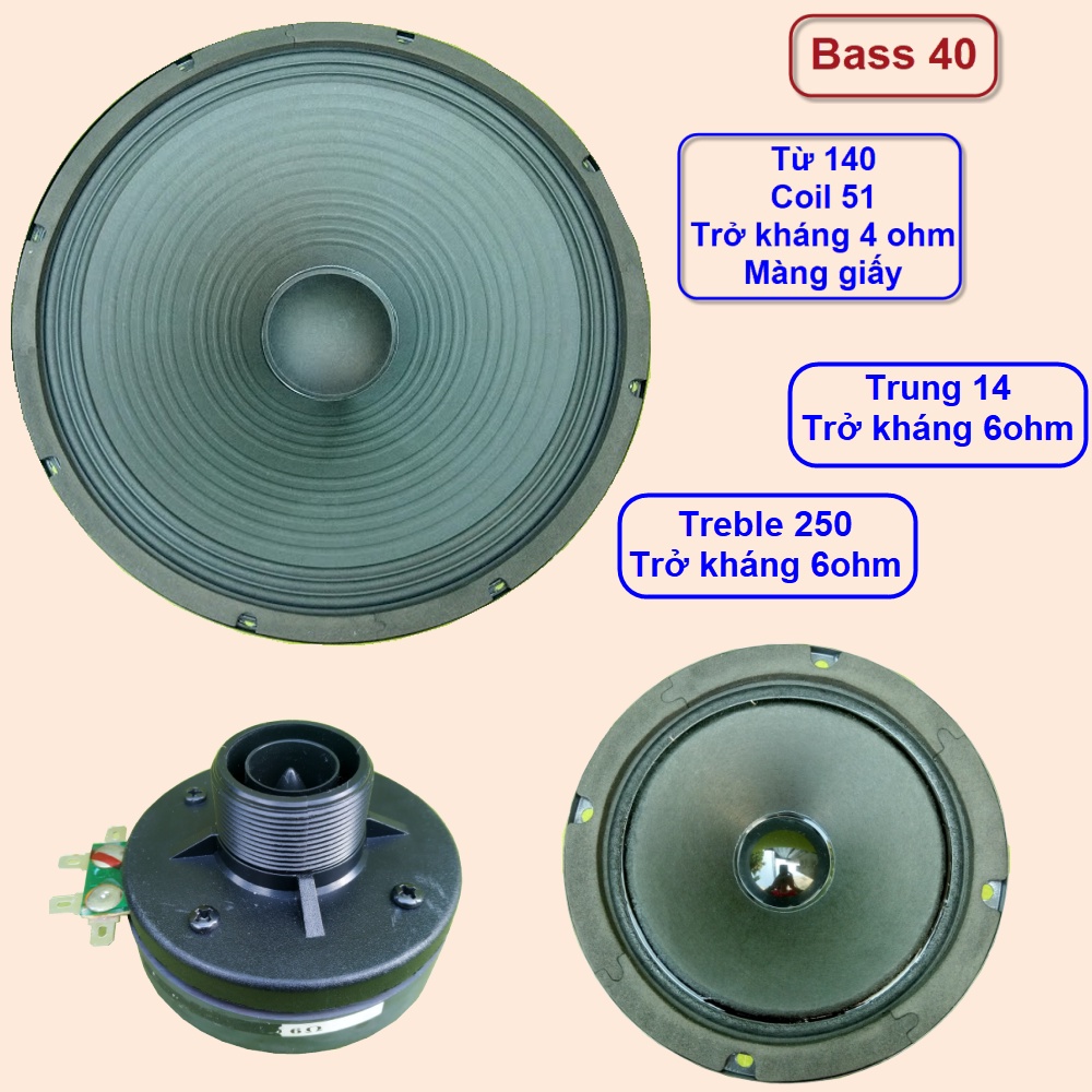 [DPA]Bộ loa bass 40 3 đường tiếng chuyên cho mạch loa kéo TPA3116D2