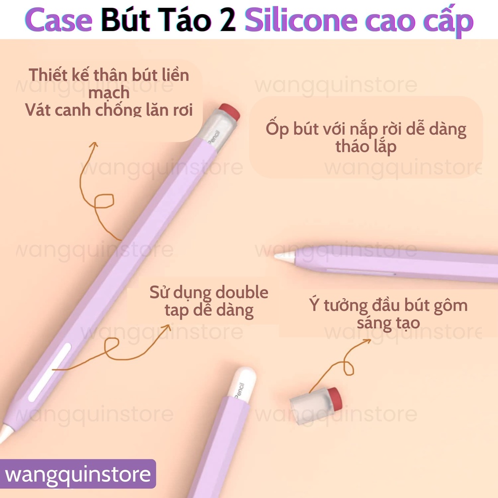 Ốp/Case Silicon Pencil 2 Kiểu Bút Chì Đẹp cổ điển vintage Chống Bẩn, Chống Trầy, Có Thể Sạc Mà Không Cần Tháo Ốp