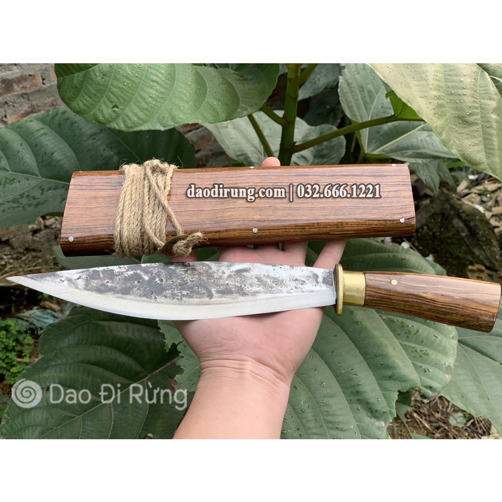 Dao làm bếp đi rừng dạng dao mèo 24cm cán vỏ cẩm chỉ