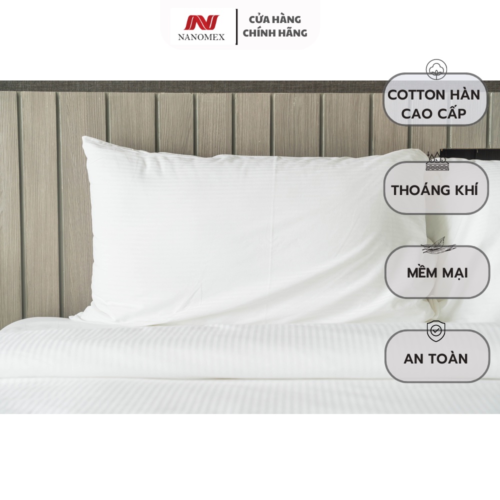 Vỏ gối nằm cấp Nanomex 40x60 45x65 50x70 Tiêu chuẩn khách sạn, chất liệu cotton cvc, thoáng mịn, không nhăn xù